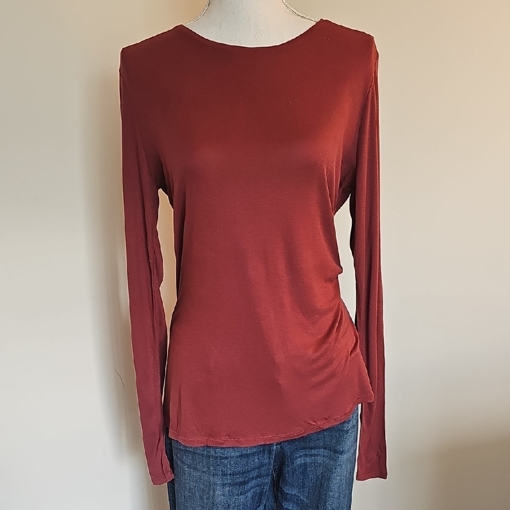 White House Black Market Burgundy Long Sleeve Top